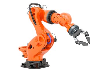 Robotik Kol, beyaz arkaplanda 3 boyutlu görüntüleme