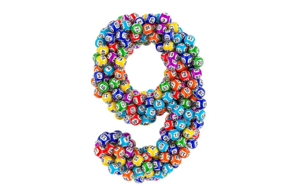 Number Colored Lottery Balls Rendering Isolated White Background — Stock Photo, Image