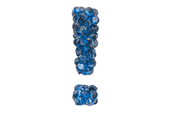 Marca Exclamación Diamantes Azules Zafiros Con Talla Brillante Representación Aislada — Foto de Stock