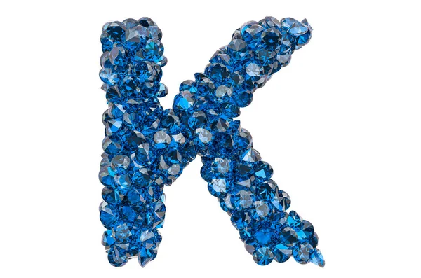 Letter Van Blauwe Diamanten Saffieren Met Briljant Geslepen Rendering Geïsoleerd — Stockfoto