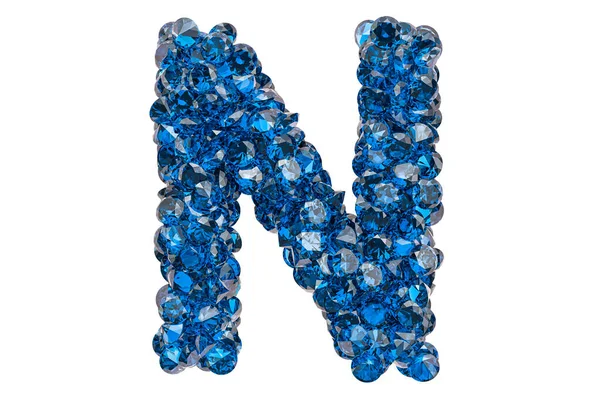 Carta Diamantes Azuis Safiras Com Corte Brilhante Renderização Isolada Fundo — Fotografia de Stock