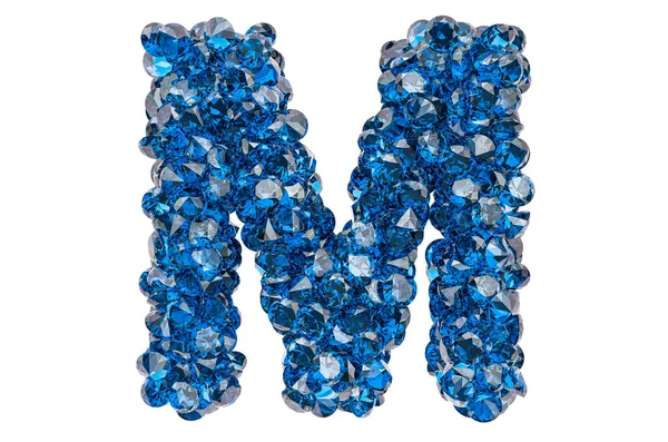 Letra Diamantes Azules Zafiros Con Talla Brillante Representación Aislada Sobre — Foto de Stock