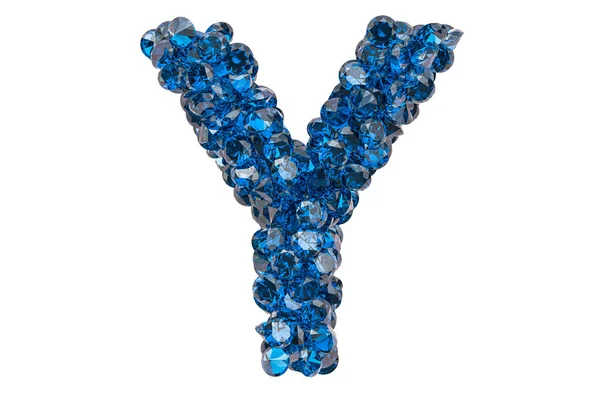 Letra Diamantes Azules Zafiros Con Talla Brillante Representación Aislada Sobre — Foto de Stock