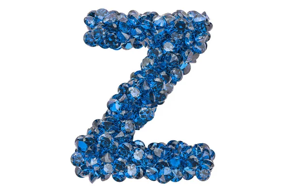 Lettera Diamanti Blu Zaffiri Con Taglio Brillante Rendering Isolato Sfondo — Foto Stock