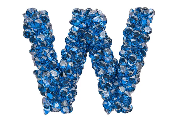 Lettre Diamants Bleus Saphirs Taille Brillant Rendu Isolé Sur Fond — Photo