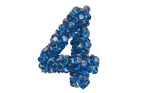 Νούμερο Από Μπλε Διαμάντια Ζαφείρια Λαμπρό Κόψιμο Απόδοση Απομονωμένη Λευκό — Φωτογραφία Αρχείου