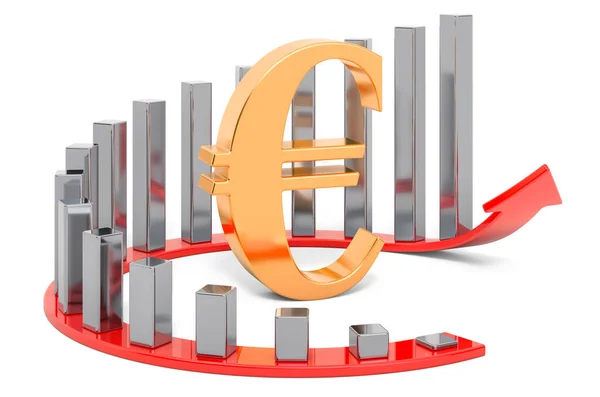 Signo Euro Con Gráfico Creciente Representación Aislada Sobre Fondo Blanco — Foto de Stock