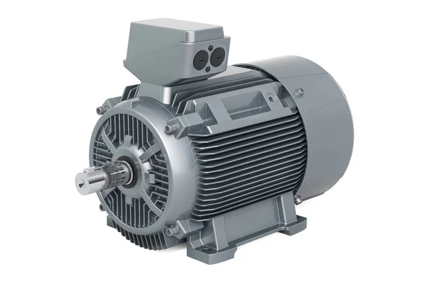 Endüstriyel elektrikli motor, 3 boyutlu görüntüleme beyaz arka planda izole edildi