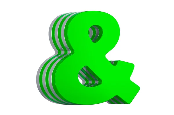 Zöld Ampersand Szimbólum Renderelés Elszigetelt Fehér Háttér — Stock Fotó