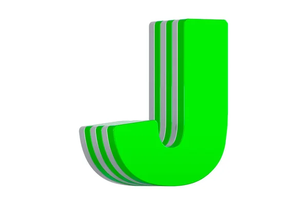 绿色字母J 分层字体 在白色背景上孤立的3D渲染 — 图库照片