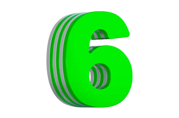 Green Number Layeredフォント 白い背景に隔離された3Dレンダリング — ストック写真
