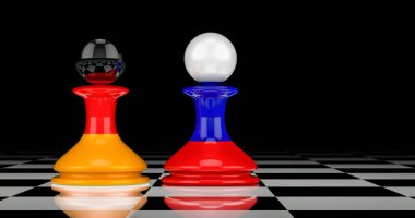 Rusya ve Almanya ilişkileri kavramı. 3B görüntüleme