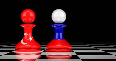 Rusya ve Türkiye ilişkileri kavramı. 3B görüntüleme