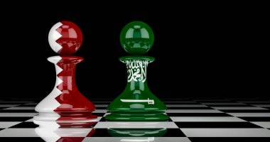 Suudi Arabistan ve Katar çatışmaları ve ilişkiler kavramı. 3B görüntüleme