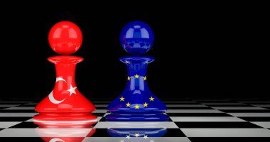 AB ve Türkiye ilişkileri kavramı. 3B görüntüleme