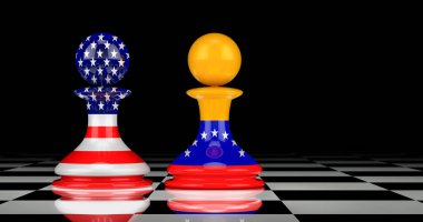 ABD ve Venezuela çatışması ve ilişkiler kavramı. 3B görüntüleme