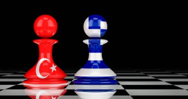 Turkey and Greece confrontation and relations concept. 3D rendering clipart