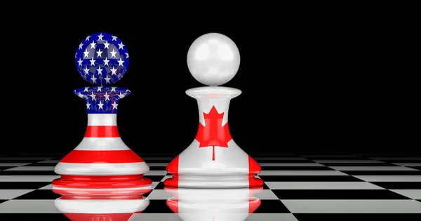 Concepto Relación Entre Canadá Los Estados Unidos Renderizado —  Fotos de Stock