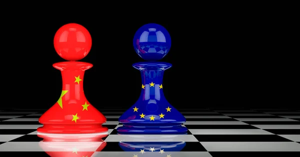 China Concepto Confrontación Relaciones Unión Europea Renderizado — Foto de Stock