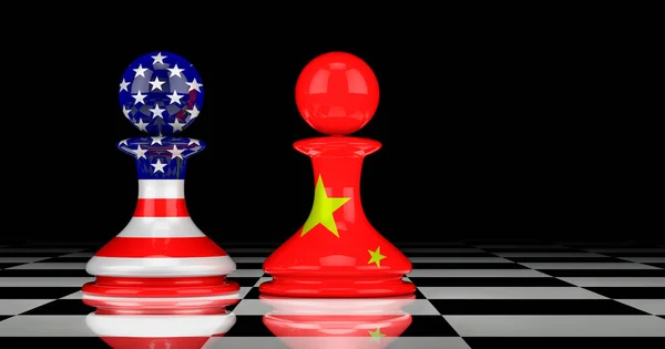 China Estados Unidos Confrontación Concepto Relaciones Renderizado — Foto de Stock