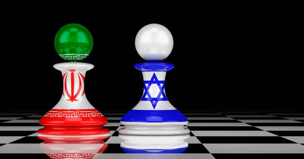 İsrail ve İran çatışması ve ilişkiler kavramı. 3B görüntüleme