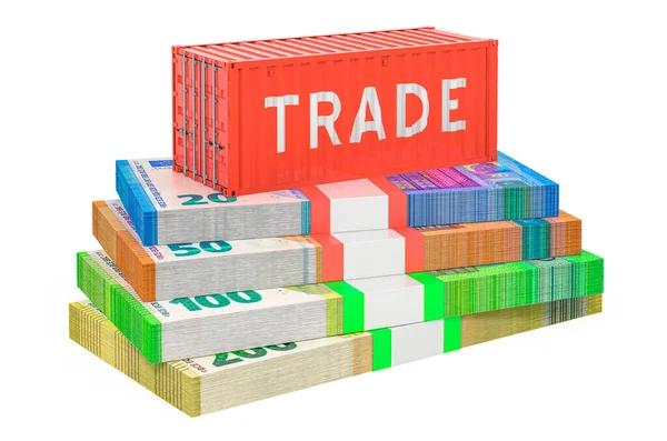 Frachtcontainer Auf Den Euroverpackungen Mit Handelsbezeichnung Rendering Isoliert Auf Weißem — Stockfoto