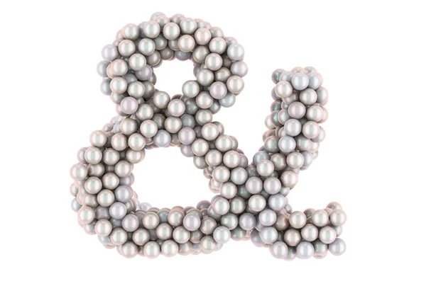 Ampersand Symbol White Pearls Rendering Isolated White Background — Stock Photo, Image