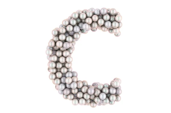 字母C从白色珍珠 3D渲染分离的白色背景 — 图库照片
