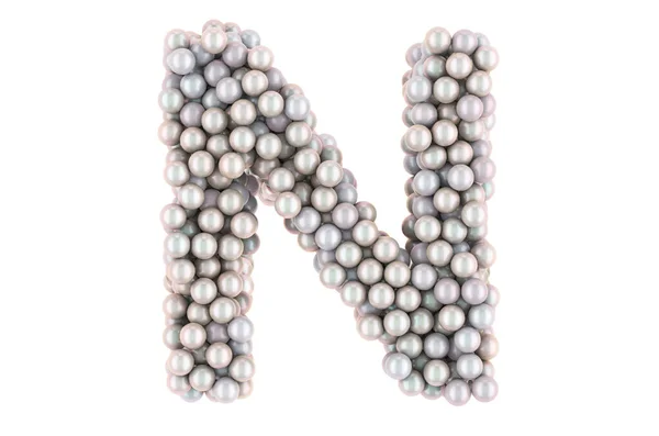 Letter White Pearls Rendering Isolated White Background — Stock Photo, Image