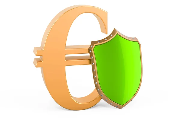 Symbole Euro Avec Bouclier Assurance Financière Concept Stabilité Des Entreprises — Photo