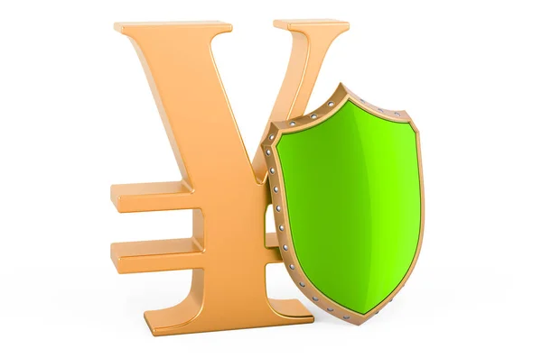 Symbole Yen Yuan Avec Bouclier Assurance Financière Concept Stabilité Des — Photo