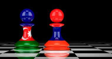 Ermenistan ve Azerbaycan savaş çatışmaları ve ilişkiler kavramı. 3B görüntüleme