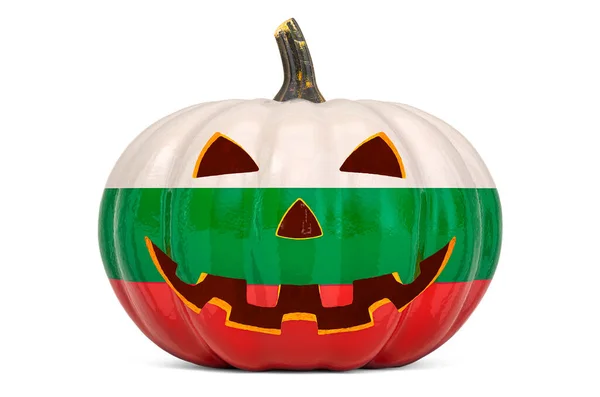 Halloween Bulgáriában Koncepció Gonosz Faragott Tök Bolgár Zászló Renderelés Elszigetelt — Stock Fotó