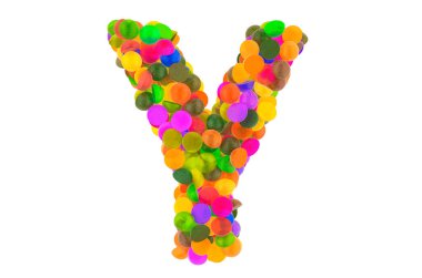 Renkli marmelat şekerlerinden Y harfi. Beyaz arkaplanda 3B görüntüleme izole edildi 