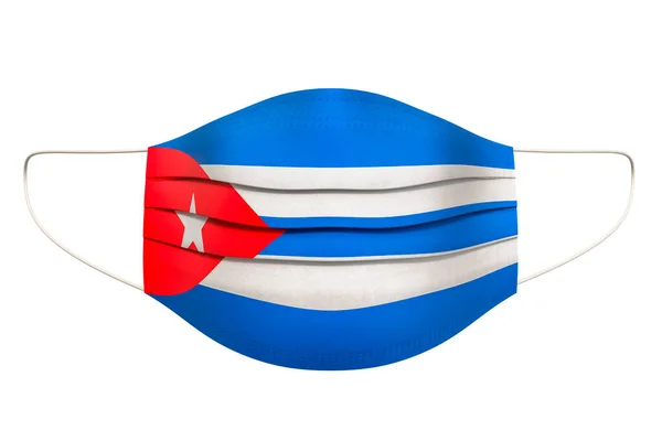 Orvosi Maszk Kubai Zászlóval Renderelés Elszigetelt Fehér Háttér — Stock Fotó