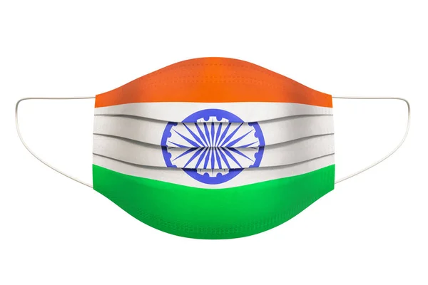 Medical Mask Indian Flag Rendering Isolated White Background — Stock Photo, Image