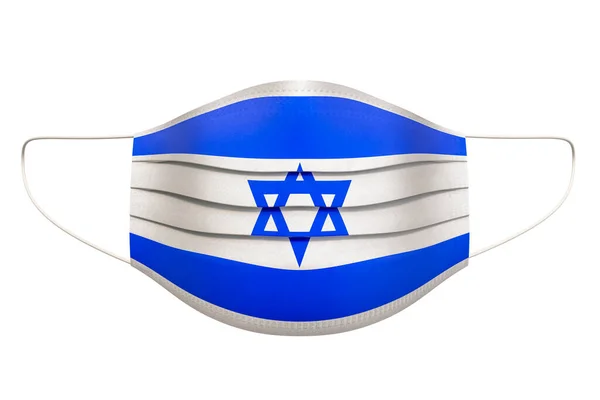 Medical Mask Israeli Flag Rendering Isolated White Background — Stock Photo, Image