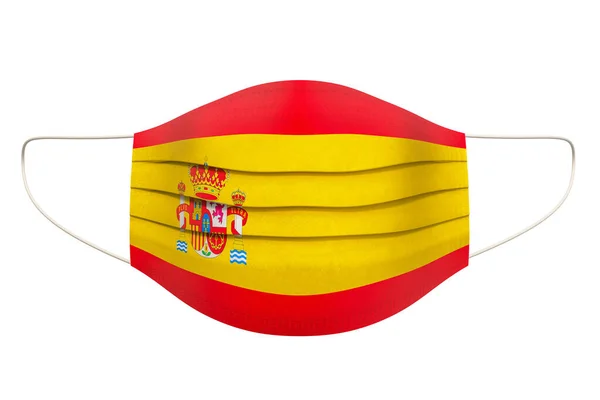 Medical Mask Spanish Flag Rendering Isolated White Background — Stock Photo, Image