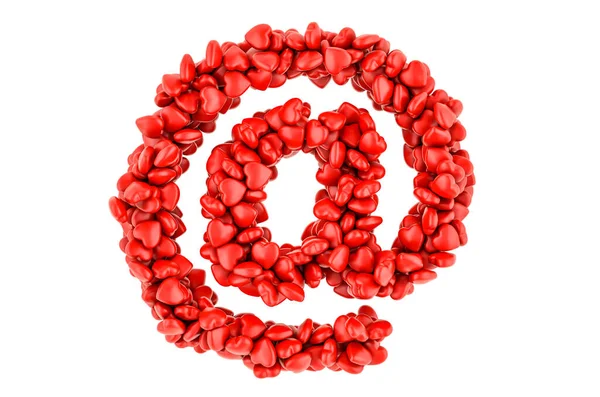 Валентинів День Екарт Концепція Знак Електронної Пошти Червоних Сердець Візуалізація — стокове фото