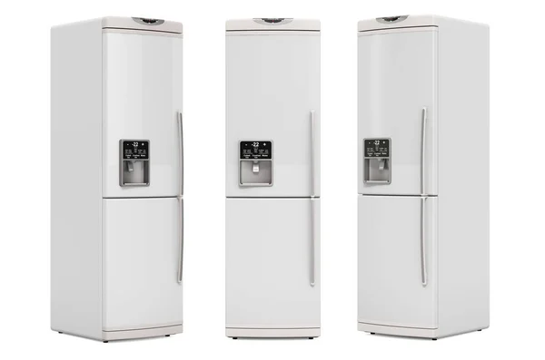 Холодильник Вид Спереду Збоку Візуалізація Ізольована Білому Тлі — стокове фото