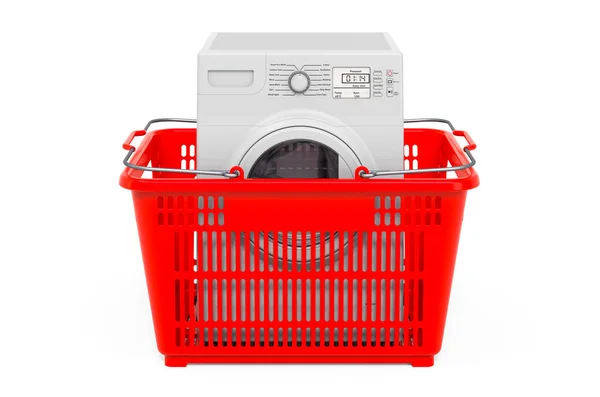 Shopping Basket Washing Machine Rendering Isolated White Background — Stock Photo, Image