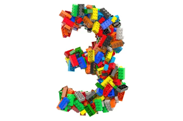 Number Colored Plastic Building Blocks Rendering Isolated White Background — Stock Photo, Image