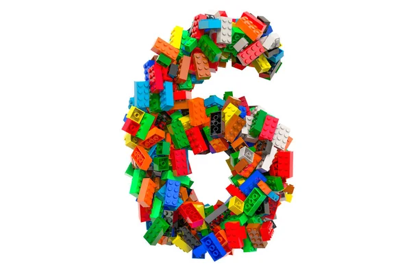 Number Colored Plastic Building Blocks Rendering Isolated White Background — Stock Photo, Image