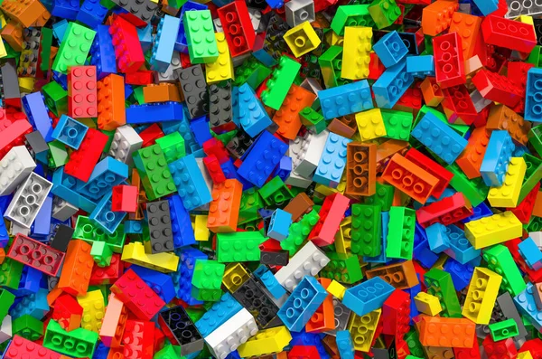 Background Colored Plastic Building Blocks Rendering Isolated White Background — Stock Photo, Image
