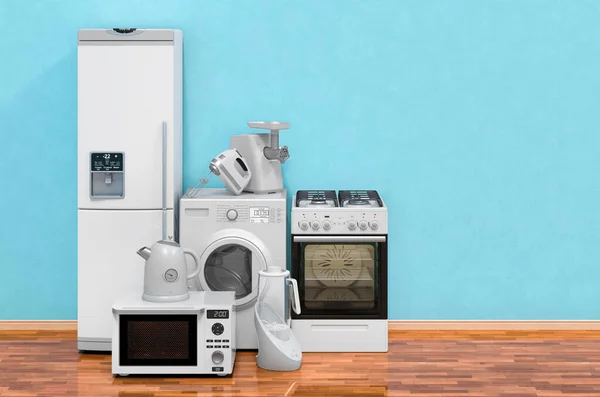 Modern Kitchen Appliances Room Wooden Floor Rendering — Stock Photo, Image