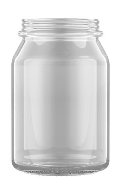 Boş cam kavanoz, beyaz arkaplanda 3 boyutlu görüntüleme