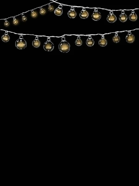 Illüstrasyon. siyah arka plan üzerinde ampuller