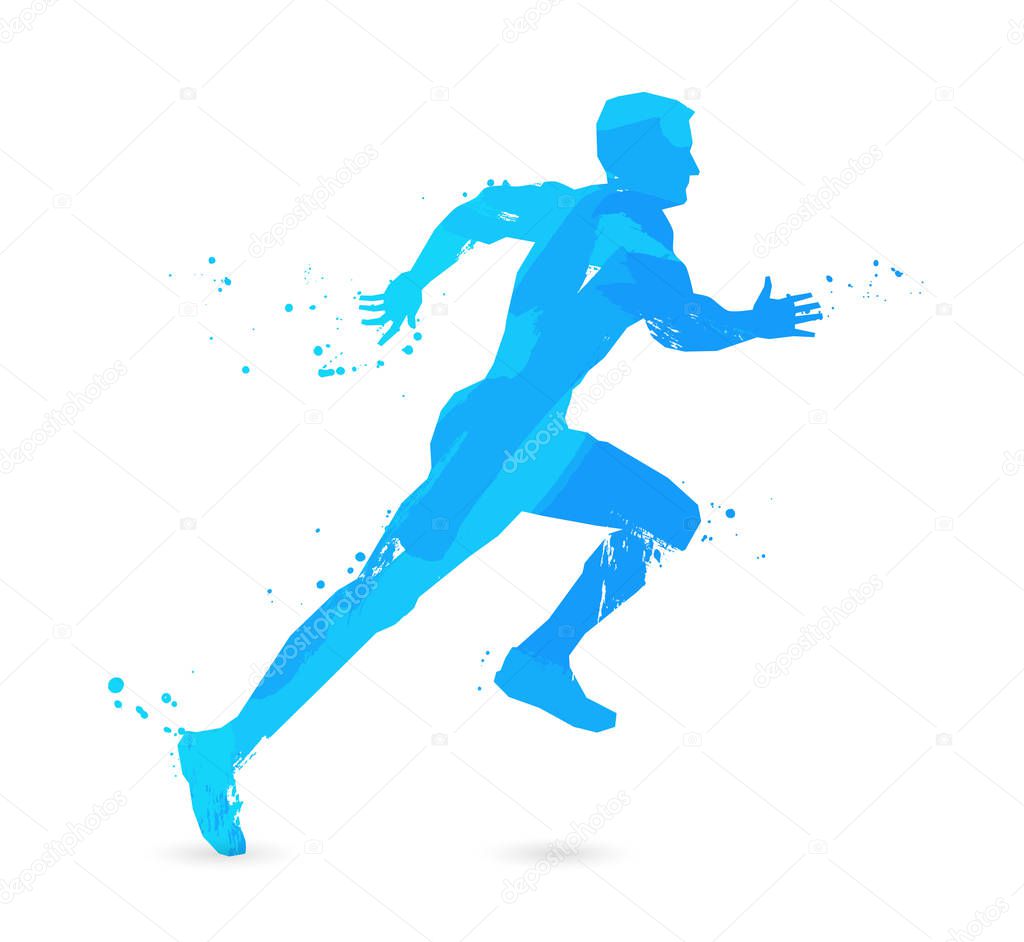 Visual drawing silhouettes of runner. Healthy lifestyle and sport concepts