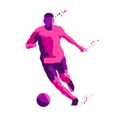 Futbol oyuncu siluet. Beyaz bir arka plan üzerinde vektör çizim. Spor kavramı.