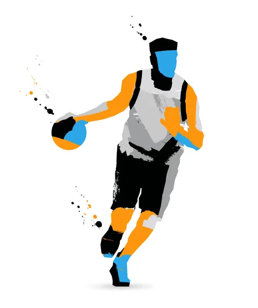 Farbige Skizze Basketballspieler Vektorillustration Auf Weißem Hintergrund Sportkonzept — Stockvektor